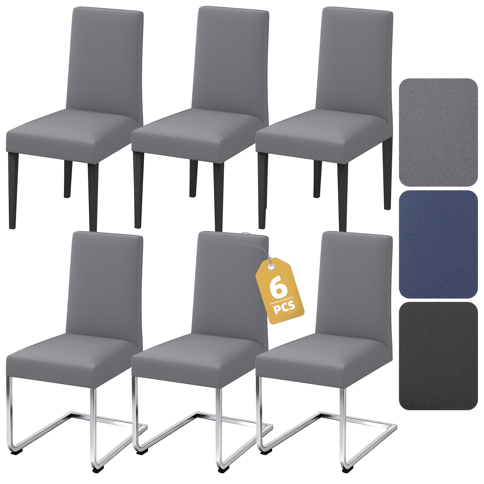 Image of 4/6pcs Elastic Chair Covers, Universal Chair Covers For Dining Room, Stretch Chair Covers, Washable & Easy To Clean, Chair Protection For Office, Restaurant, Wedding