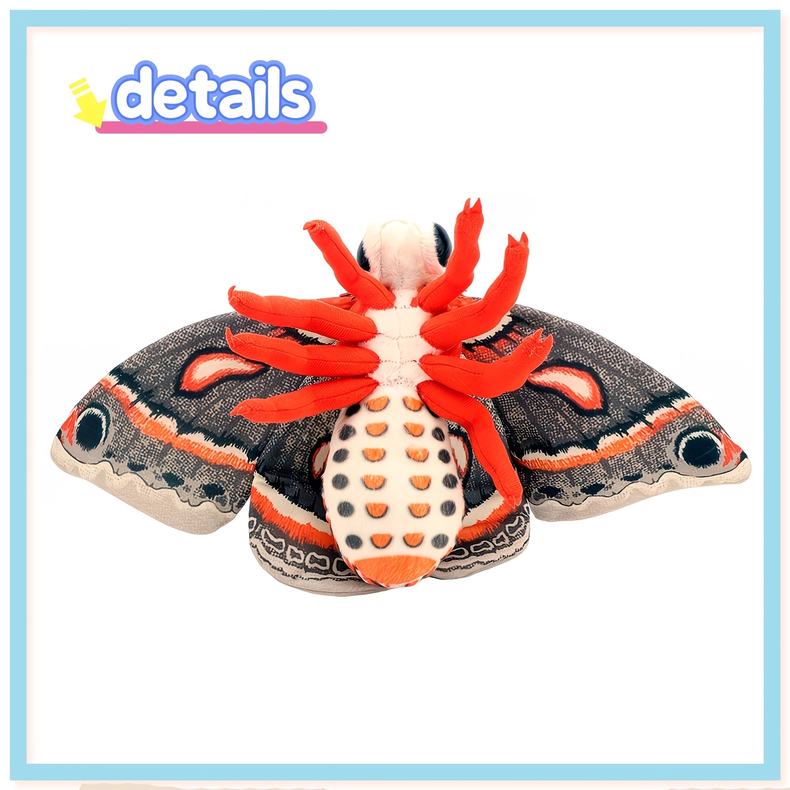 45cm Cecropia Moth Plush Toy, Soft Stuffed Insect Animal