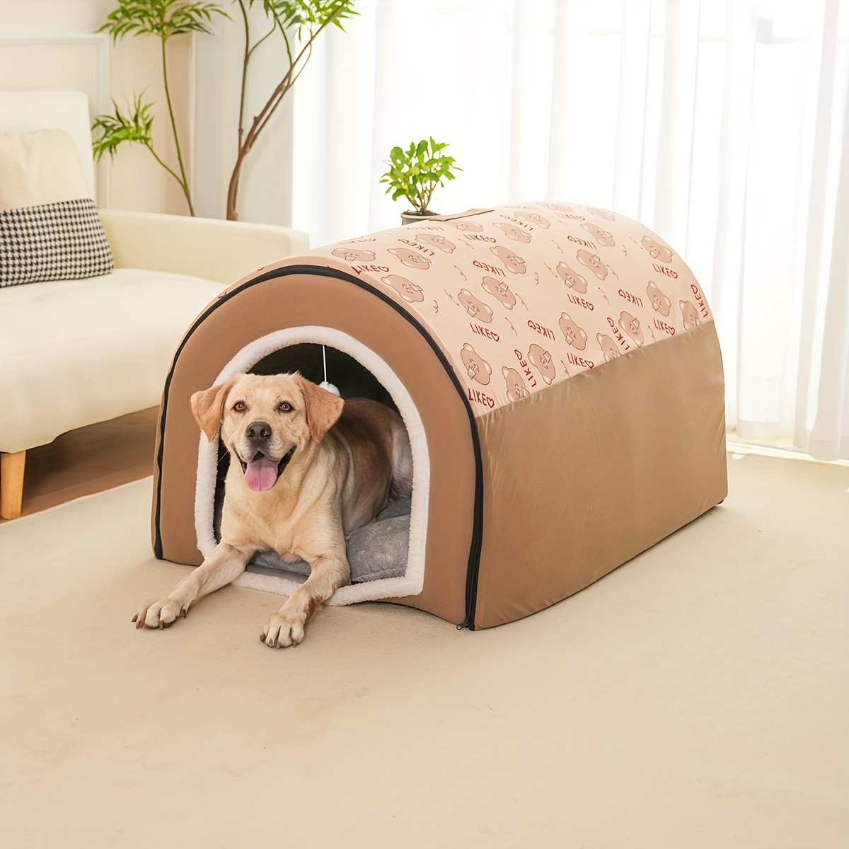 

2in 1 Cozy Pet Bed - Indoor/outdoor House, Warm For Small To Large Breeds