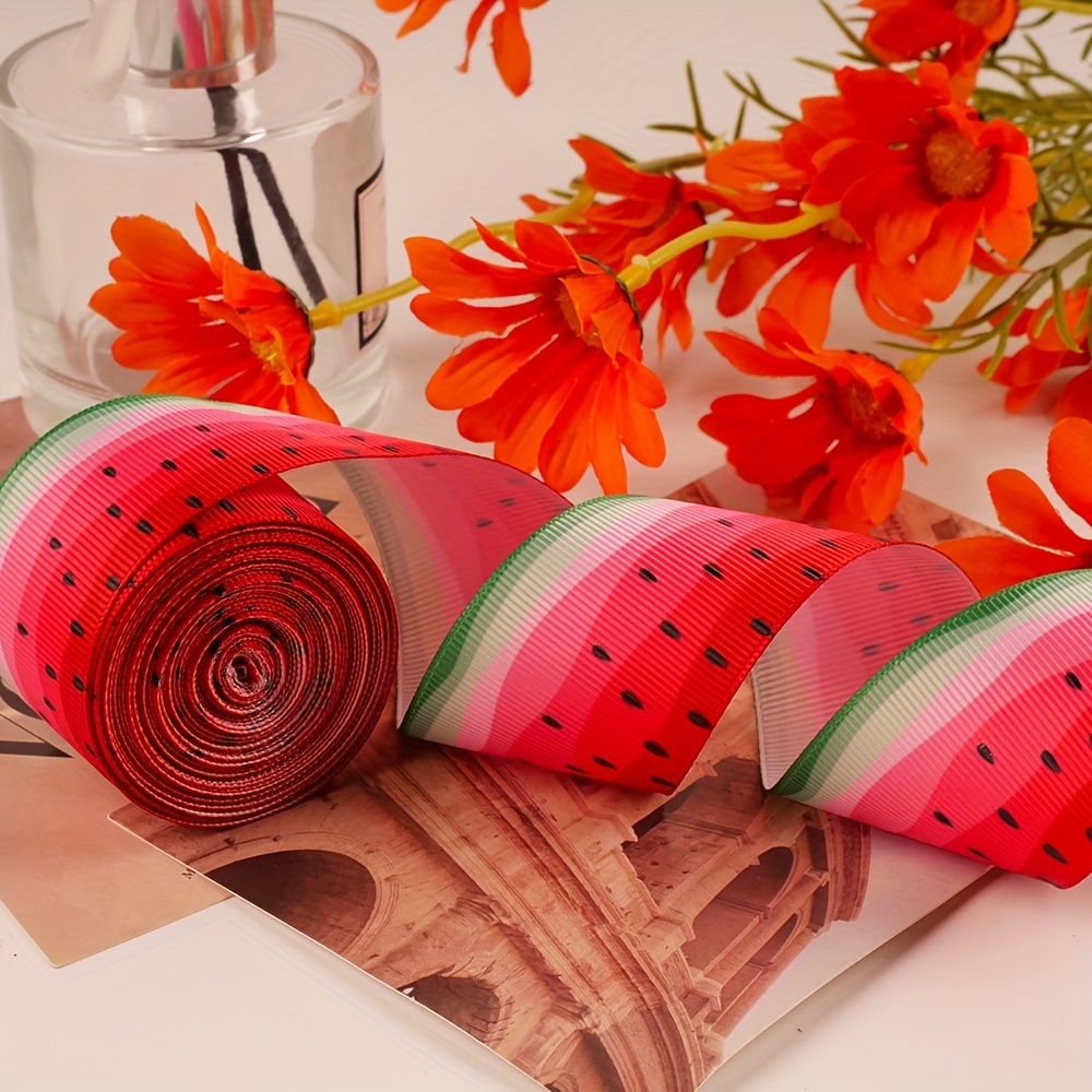 

Fabric Watermelon Design Ribbon For Diy Crafts And Decoration - 5 Yards Universal Spring/summer Themed No Battery Needed - 1 Roll