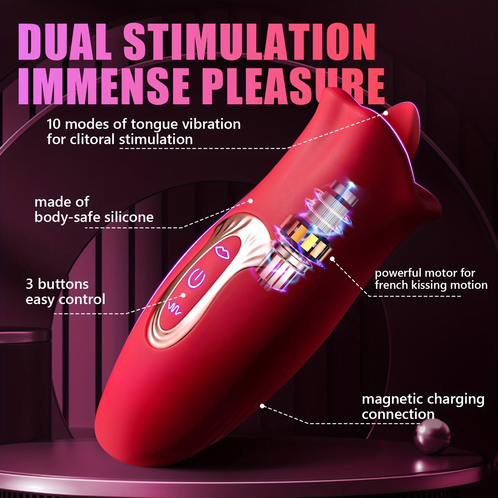 1 stück rosen- , automatisch vibrierend, rosen- -stimulation für frauen, zungenbiss-vibration 2-in-1, realistische zungen-weiche stimulationsvibration, klitoris-stimulation, bean pleasure sexspielzeug für erwachsene,   für valentinstagsgeschenke Produktdetails 0