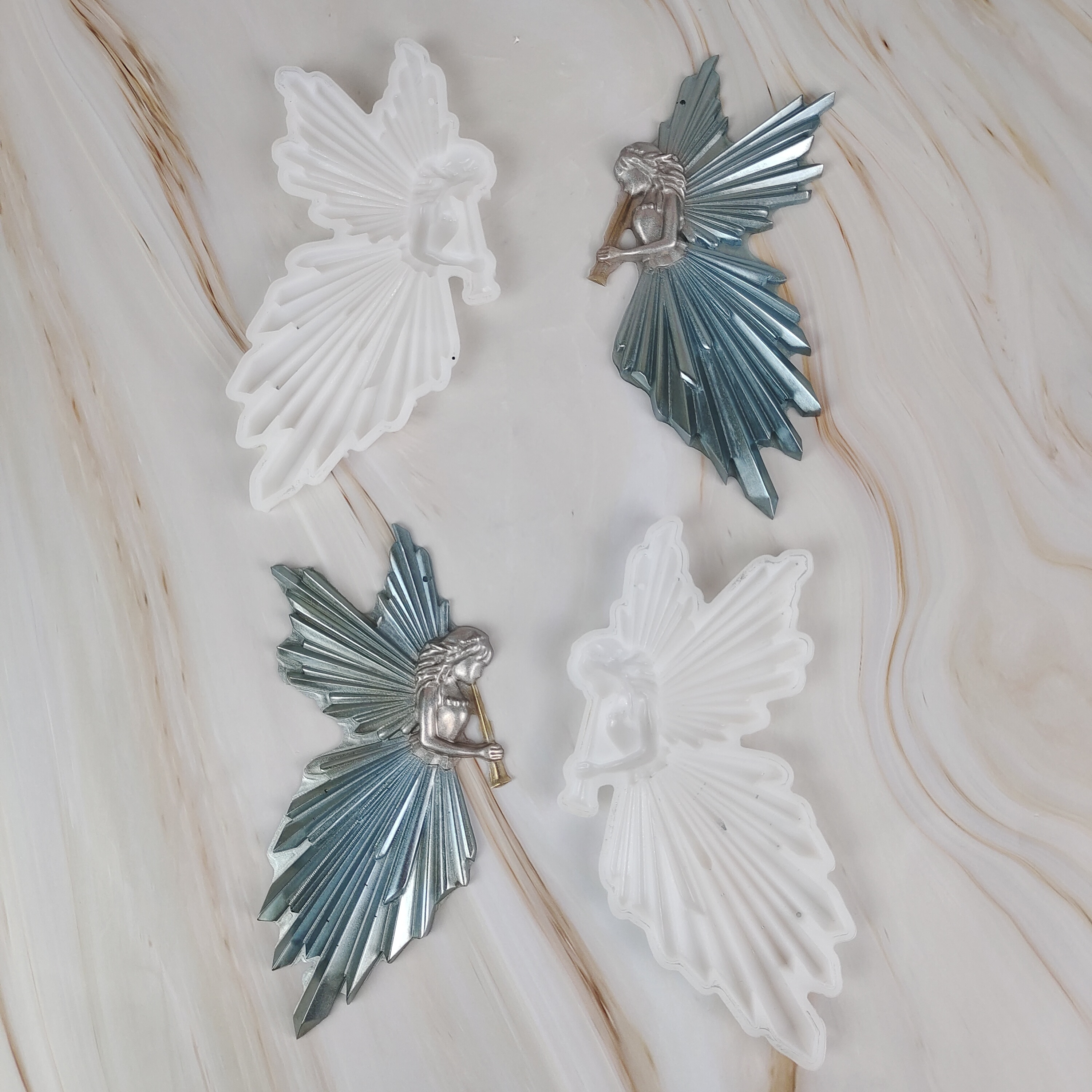 

2 Pcs Semi-3d Whistling Fairy Wall Decorations - Silicone Molds For Diy Resin Jewelry Making