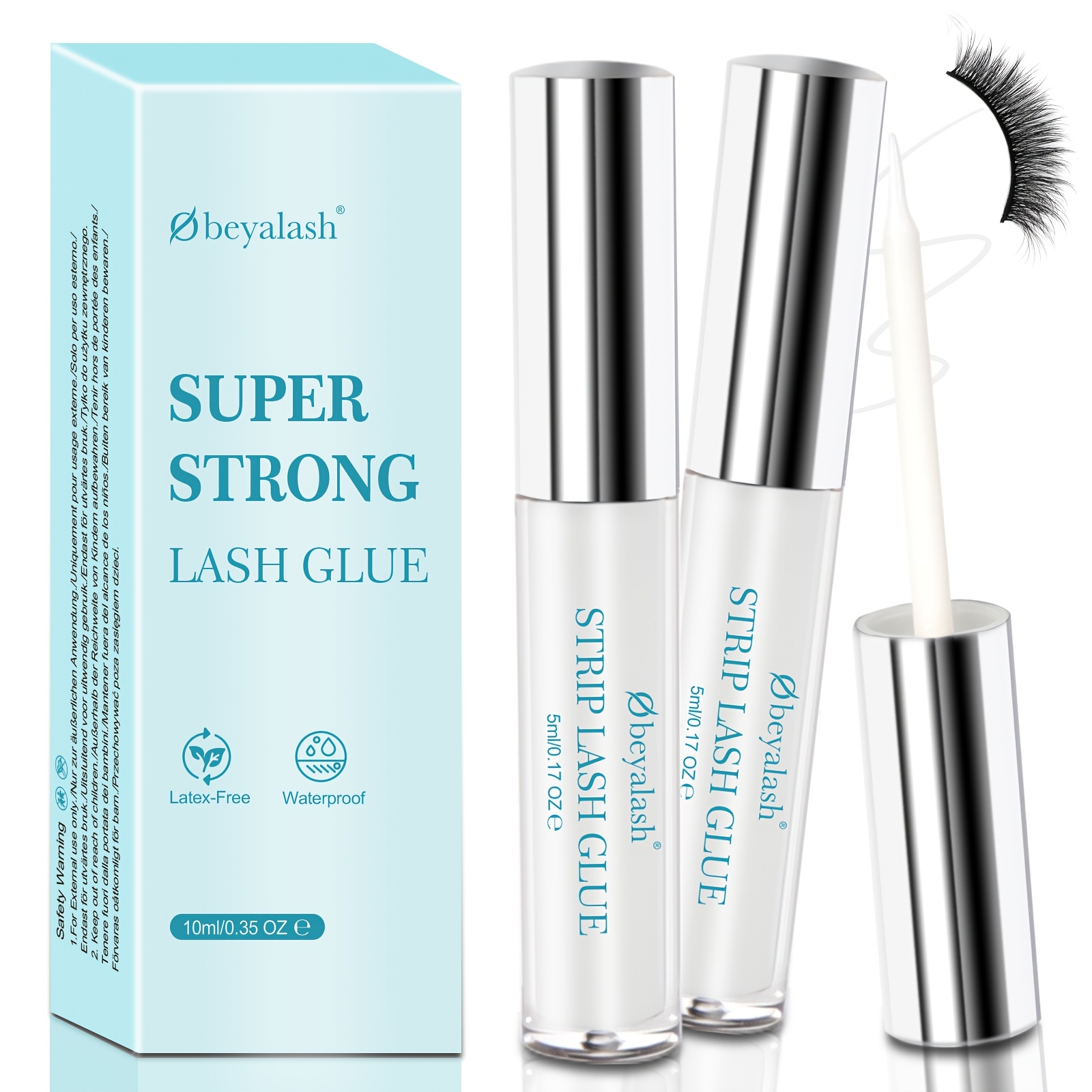 Temu – TEMU 2 Packs False Eyelash Glue Super Clear Glue Professional Latex Free Eyelash Glue Waterproof Lash Glue Best Eyelash Adhesive Suitable For