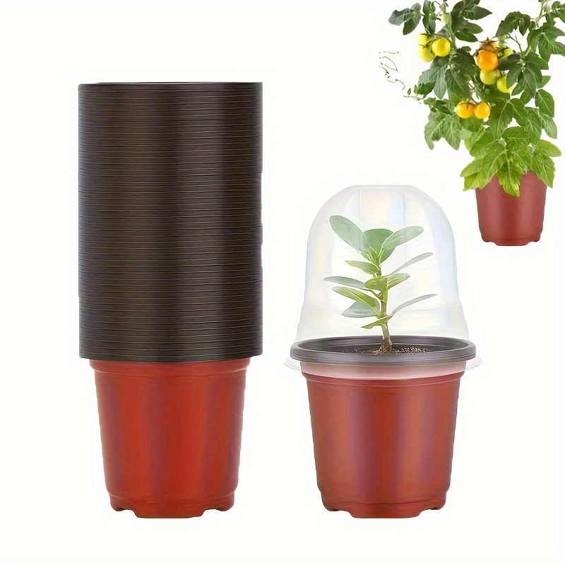 

40pcs, Plastic Nursery Pots, 6.5cm/2.5inch Height Durable Seedling Pots, Breathable Bottom With Drainage Holes, Lightweight Plant Containers For Gardening Red