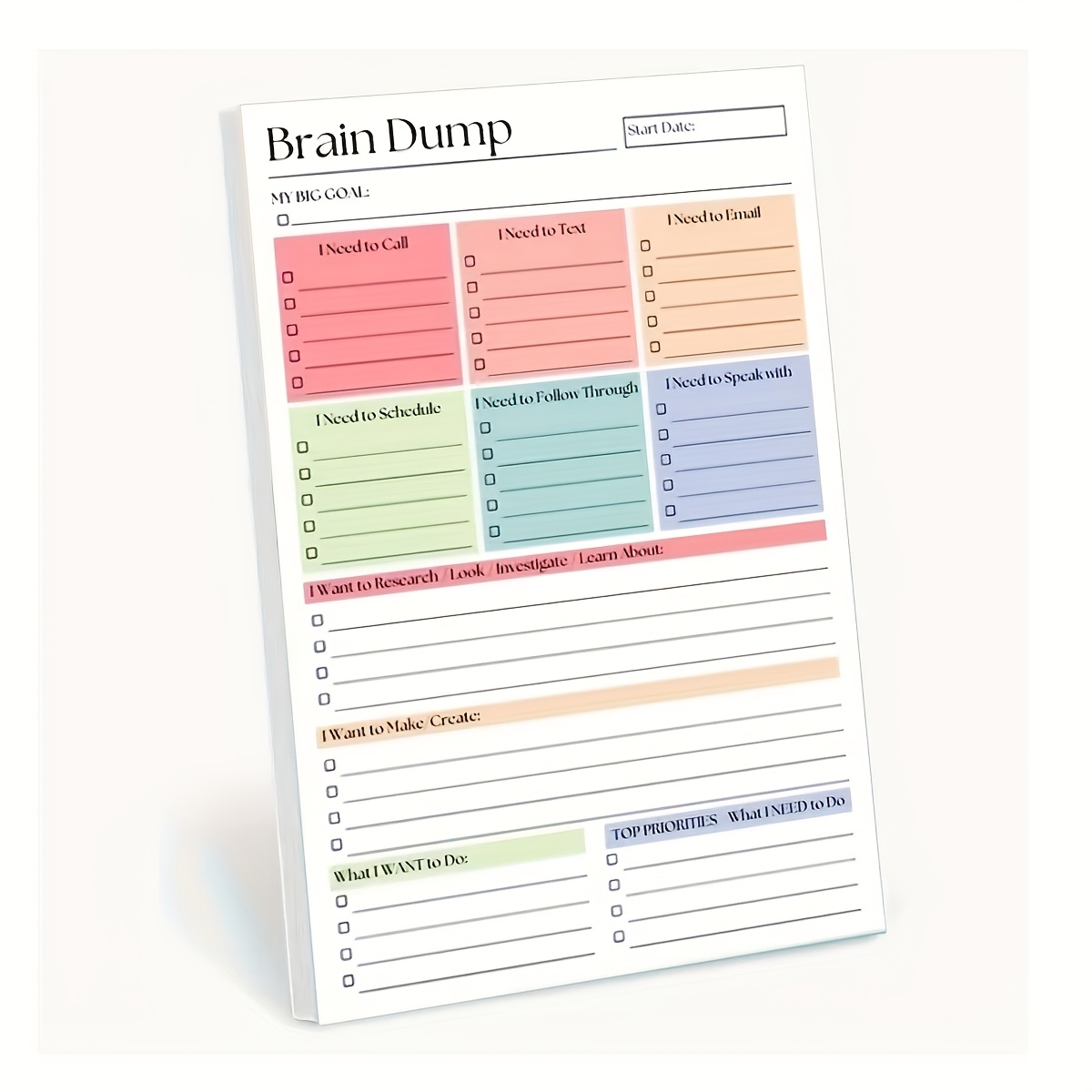 TEMU 100 Page A5 Dated Daily Task Manager Journal Specially Designed For Adhd, 100 Pages Brain Dump Planner With 50 Focus Planning Sheets, To-do List