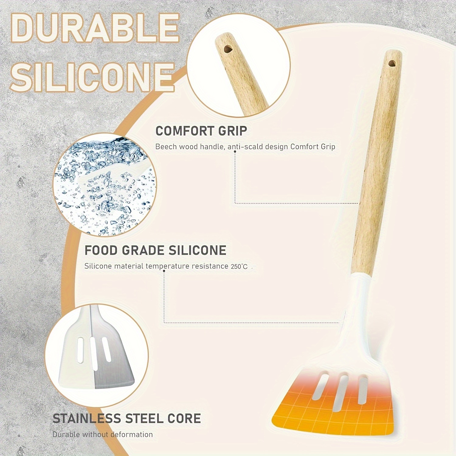 Food-Grade Silicone Cooking Tool Set With Wooden Handles And Stands, BPA-Free Non-Stick Cookware Gadgets For Baking, Stirring And Serving