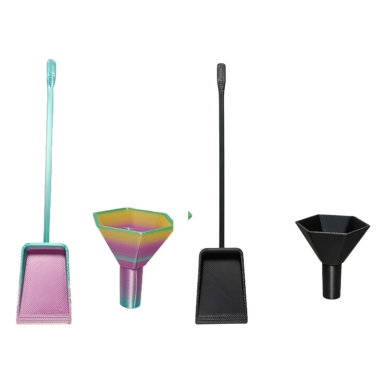 2pcs rainbow gradient matte black plastic scoop funnel set