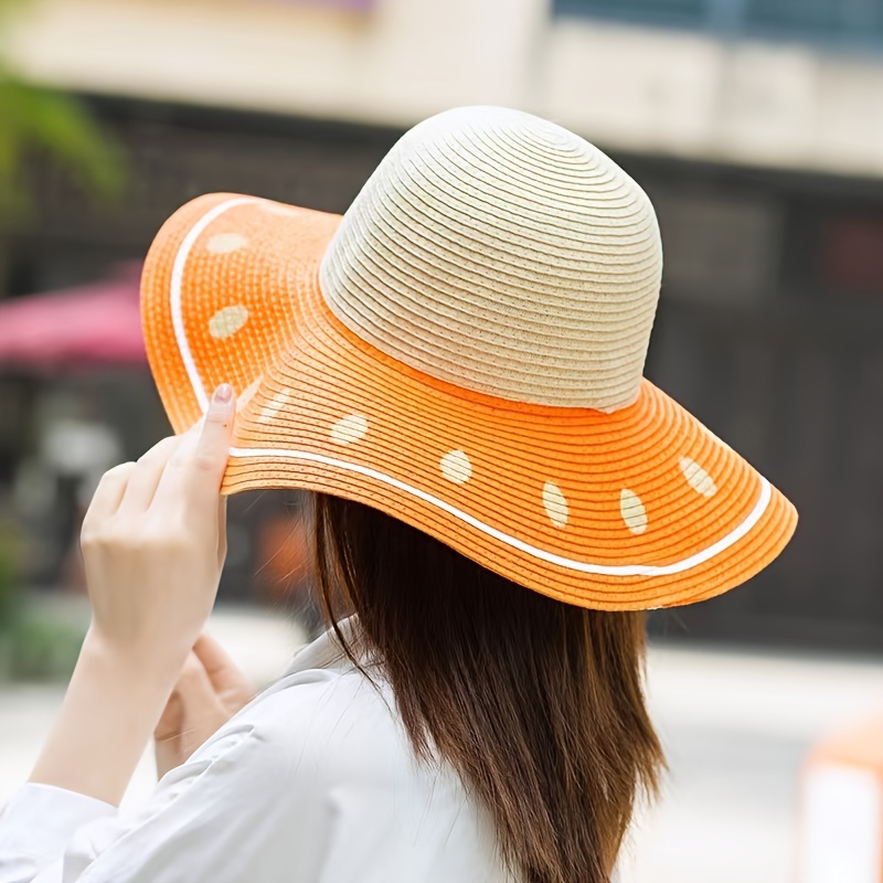 Fruit Style Wide Brim Straw Hat Personalized Creative Sun Hat, Bucket Hats Summer Casual Vacation Beach Hat for Women,SUN/UV Protection,Temu