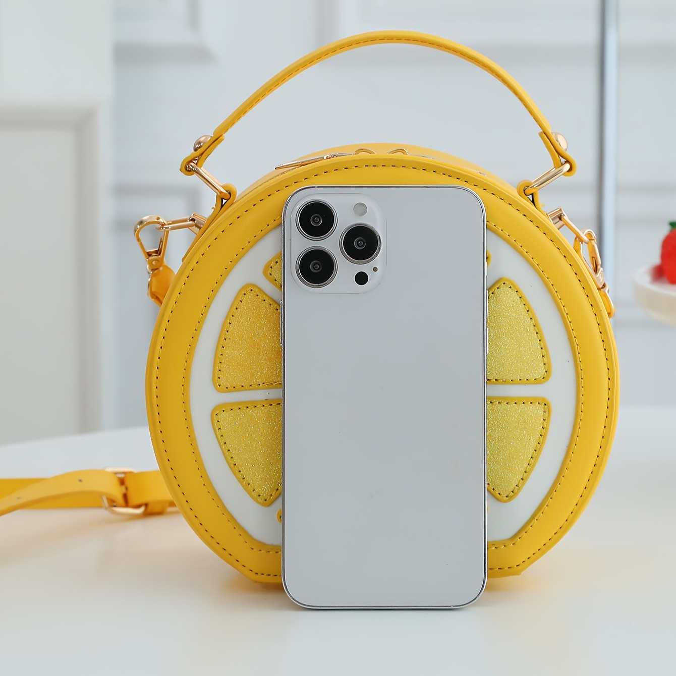 fashionable y2k lemon shaped crossbody bag women embroidered