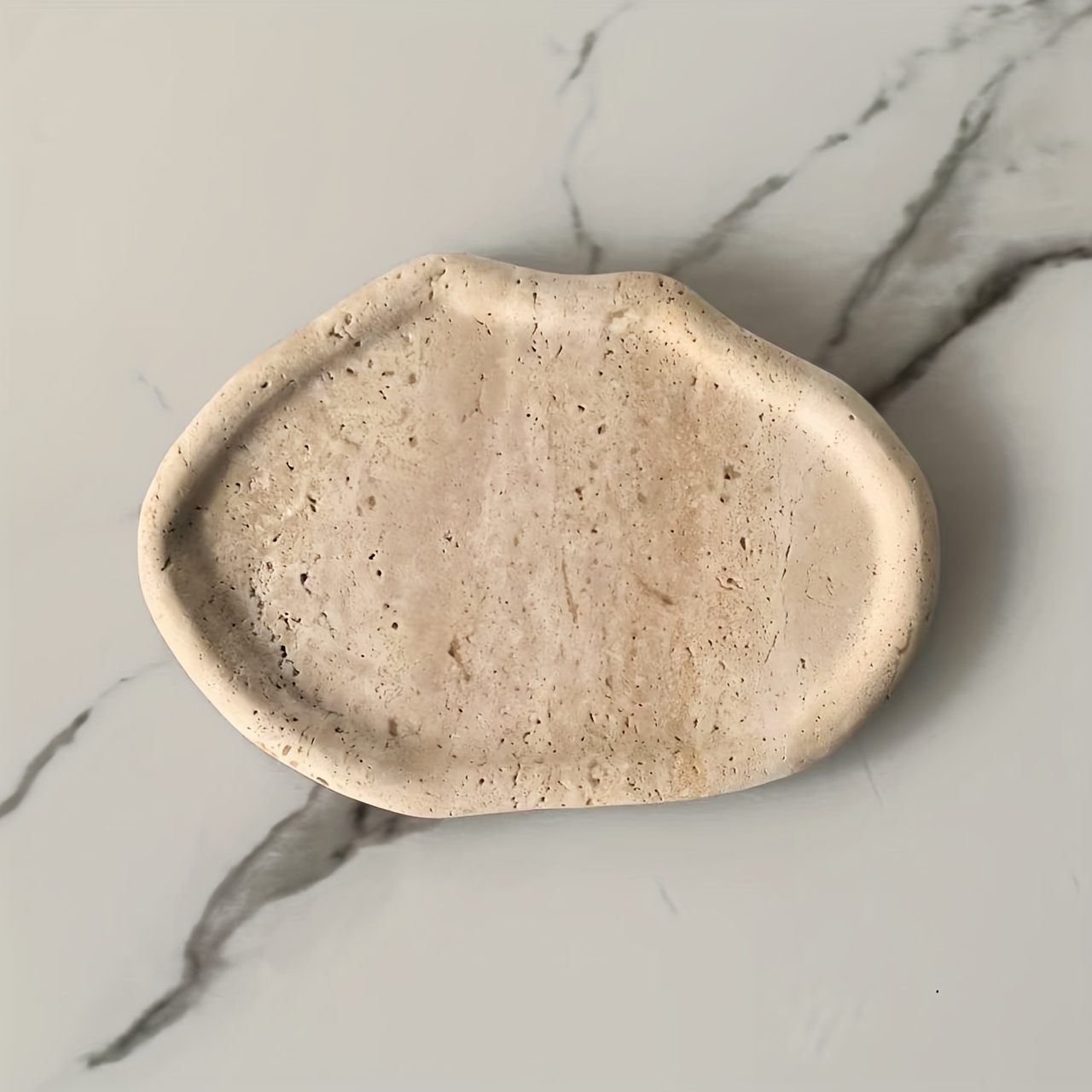 TEMU Plateau en marbre naturel, disponible en tailles avec un motif de de nuage. Un plateau de rangement pour bijoux pour organiser accessoires,