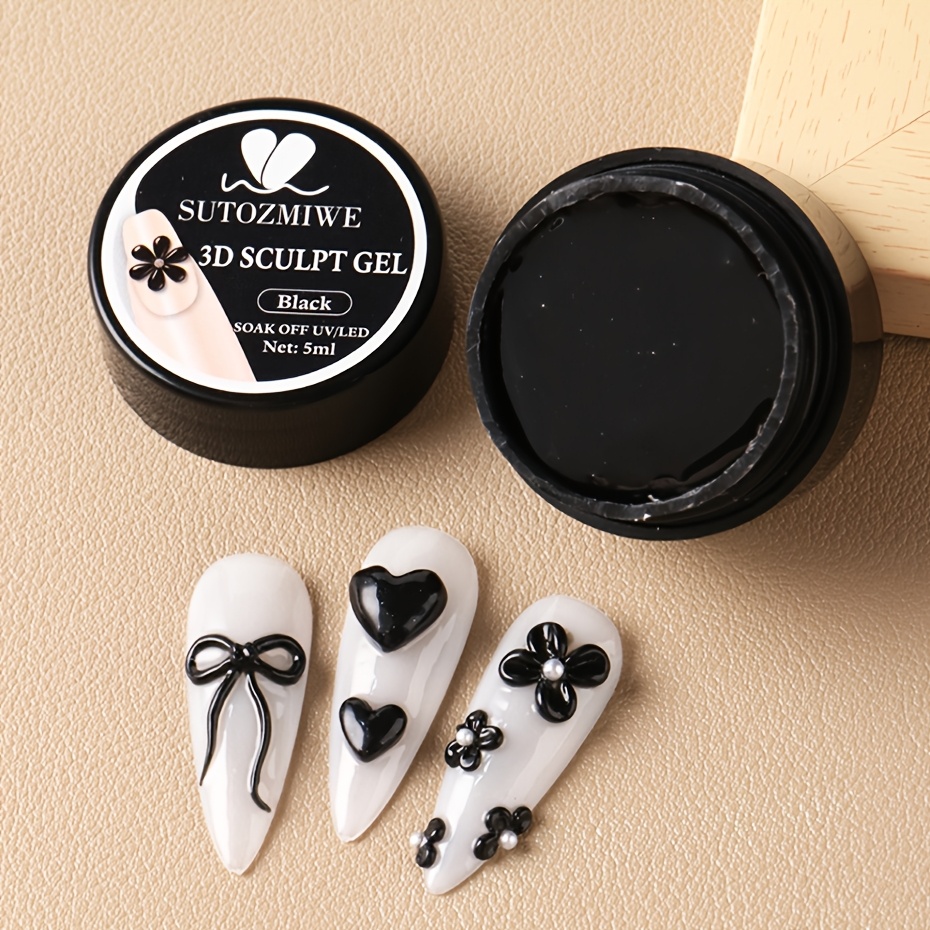 5ml Sculpting Gel Nail Polish Hand For Nail Extensions, Flower Shaping And Modeling Black Solid Gel Diy Nail Art Decoration Nail Art Supplies