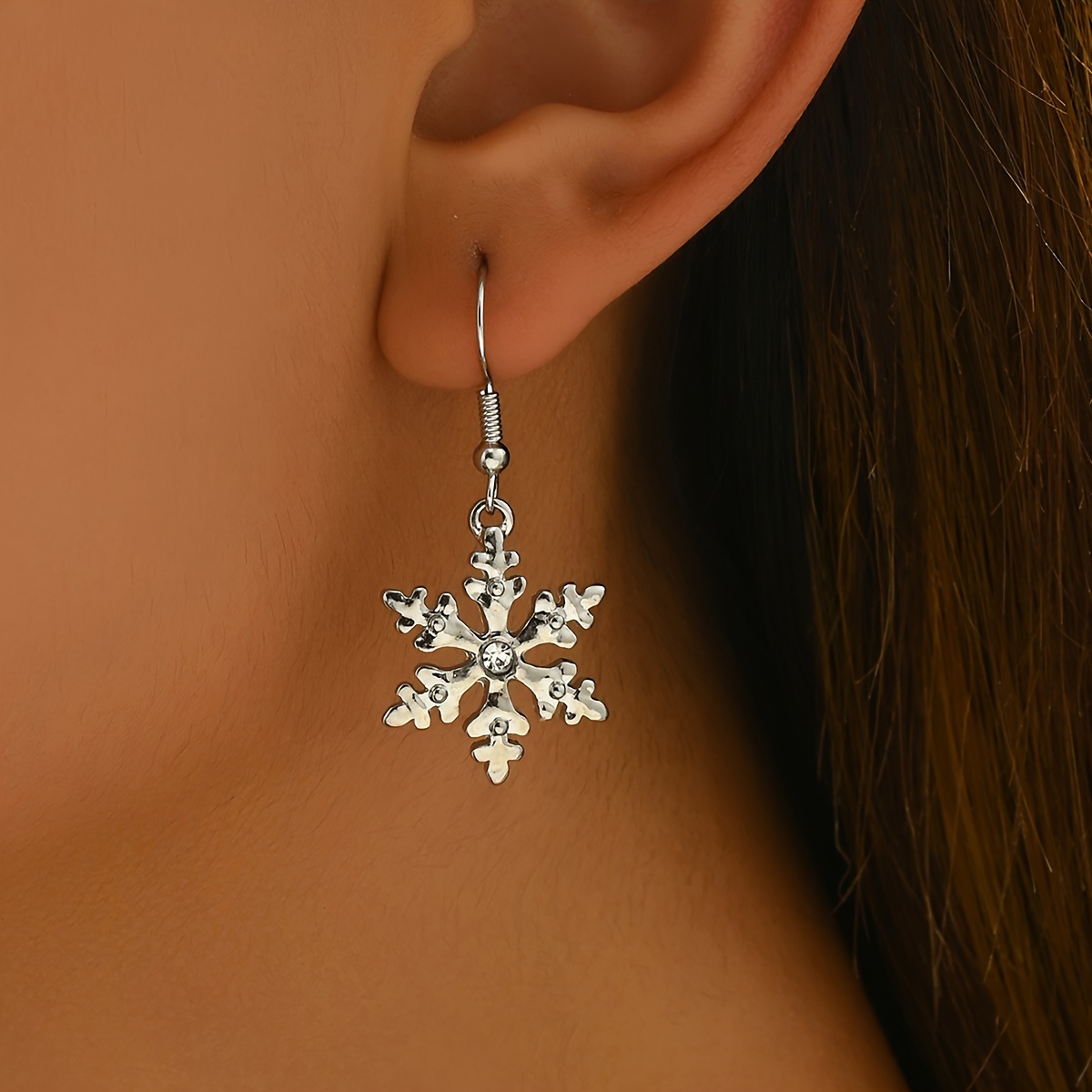 

Elegant Snowflake Drop Dangle Earrings For Women - Christmas Holiday Festive Zinc Alloy No-plating Ear Jewelry With Hook, Banquet And - Nickel-free, Accessory