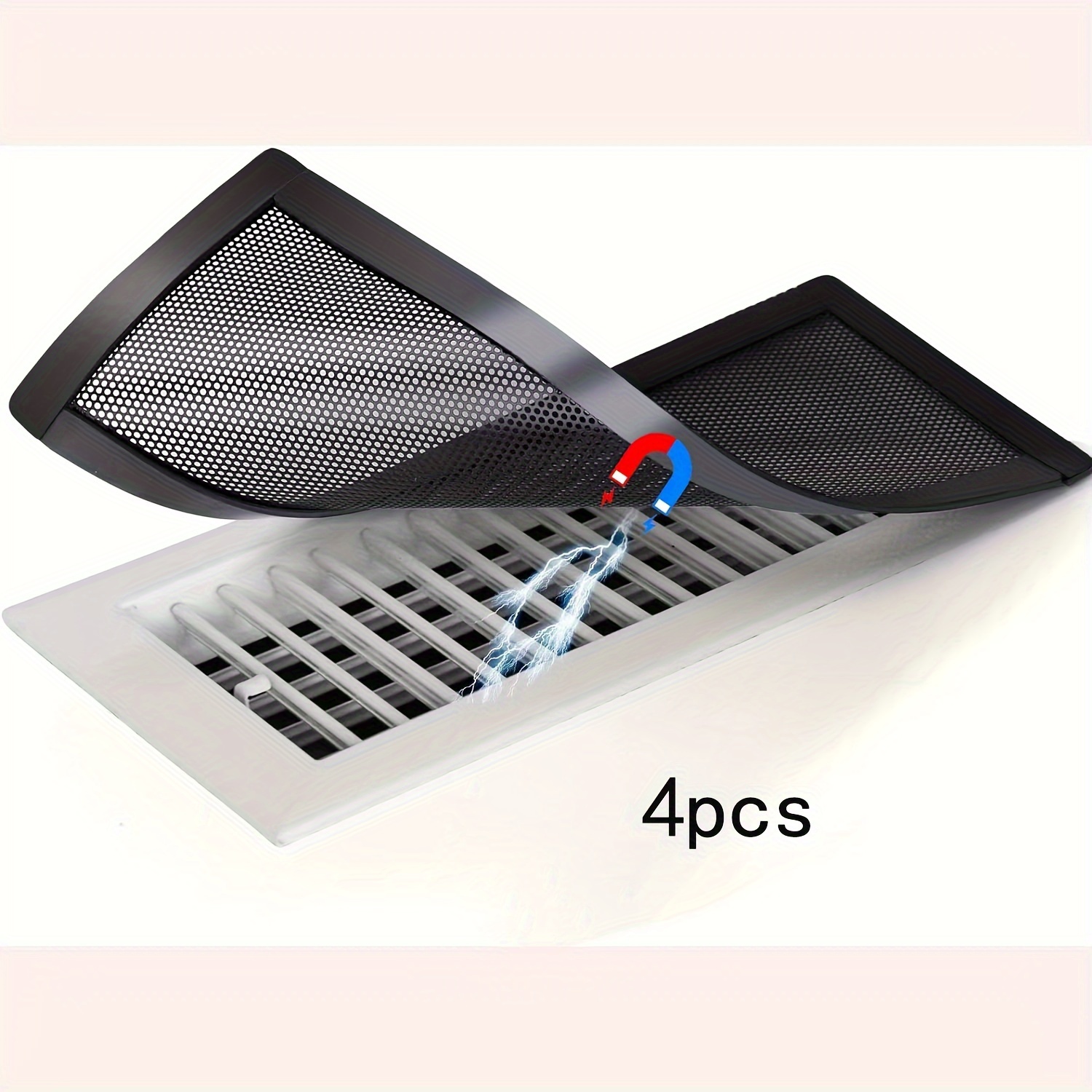 

4pcs Magnetic Vent Covers For Home Use - 4x10 Inch Pvc Mesh Grille, Dust & Prevention, Pest Control, Ideal For Ceiling & Floor Vents