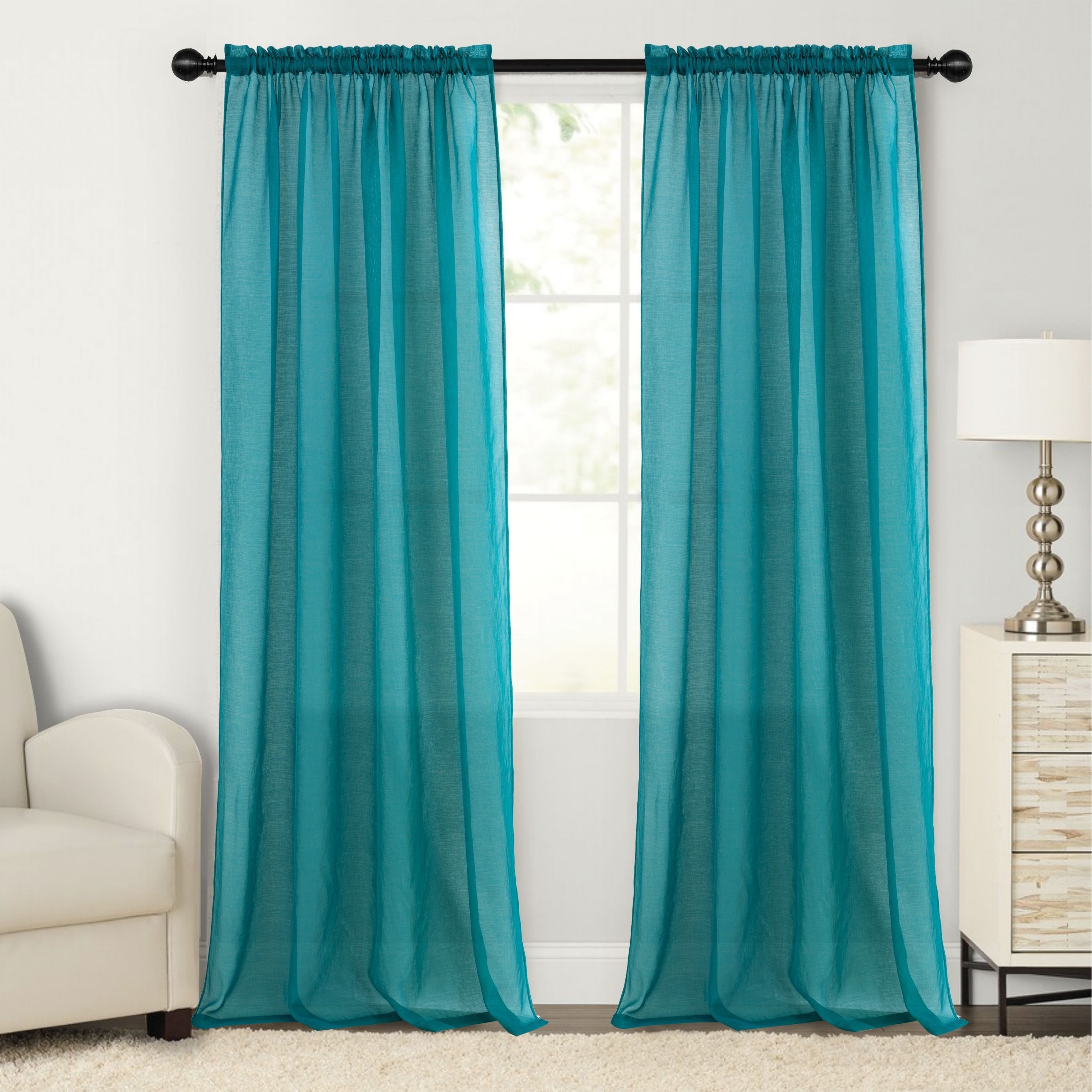 

2pcs Solid Color Sheer Curtains, Rod Pockets Decorative Curtains, For Bedroom Living Room, Home Decoration, Room Decoration