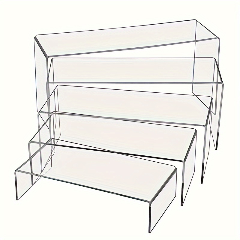 

5pcs 5tiers Clear Acrylic Display Stand, 1set Of 5 Sizes, Clear Acrylic Display Risers Showcase Shelf Stand For Jewelry Store Equipment Display