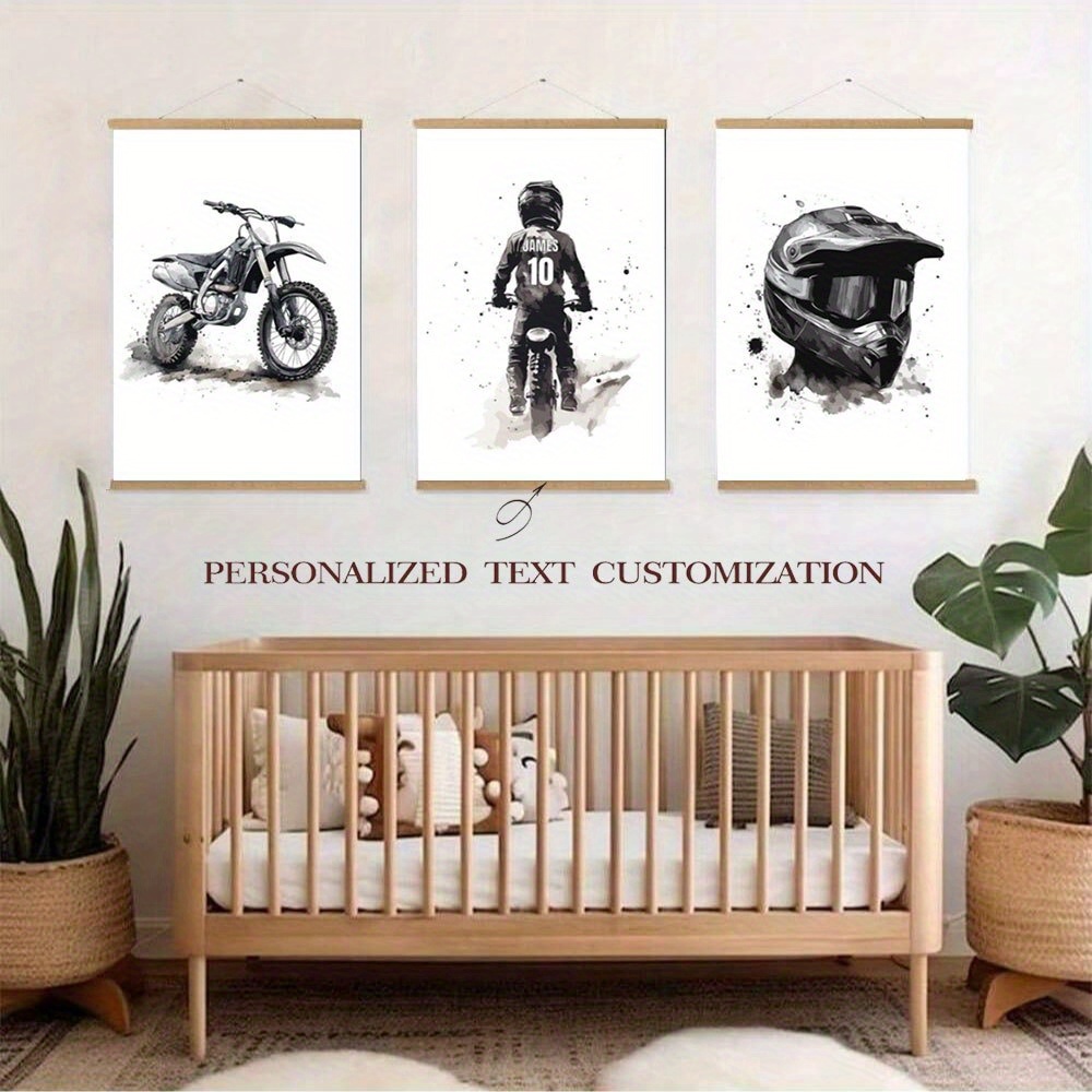 TEMU 3pcs Unframed Motocross Prints, Dirt Bike Prints, Motorcycle Print Motocross Wall Art, Dirt Bike Wall Art, Boys Bedroom Decor, Motocross Posters