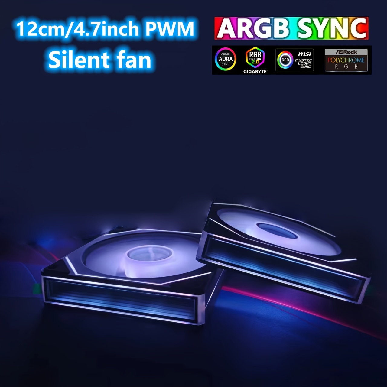 desktop computer case fan 12cm silent cooling argb 5v 3 pin chassis ventilation   faced mirror air cooling water cooling