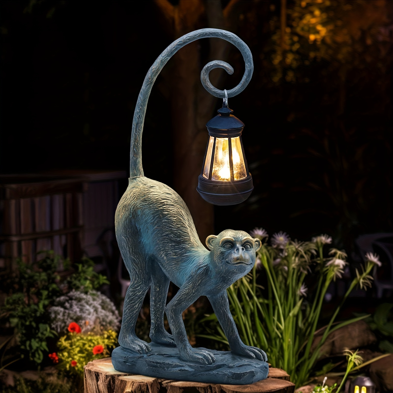 

Resin Monkey Statue With Solar Light - Whimsical Garden Decor, Good Luck Gifts For Women, Outdoor Statues Yard Decor For Patio, Porch, Home - Unique Housewarming Gifts