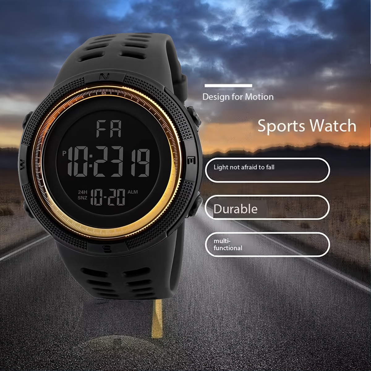 

Unisex Digital Sports Watch With Night Light, Stopwatch & Date - Stylish Electronic Timepiece