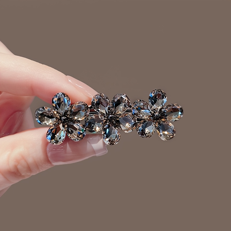 TEMU 1pc Hair Additions Featuring , Rhinestones, And Duckbill Clips, Designed In A Easy Yet Stylish , Perfect For Fashionable, With Elegant Side Hairpins