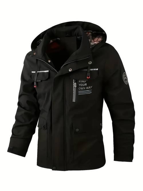 conjunto para hombre: gorro de multi-bolsillos para senderismo casual, resistente al viento, y chaqueta casual desmontable para exteriores