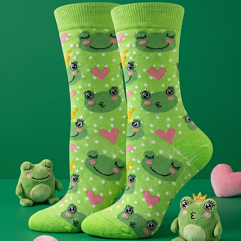 Image of 1 Pair Of Fashionable Cartoon Design Women's Mid-calf Socks, Fun Animal Socks, Party Socks