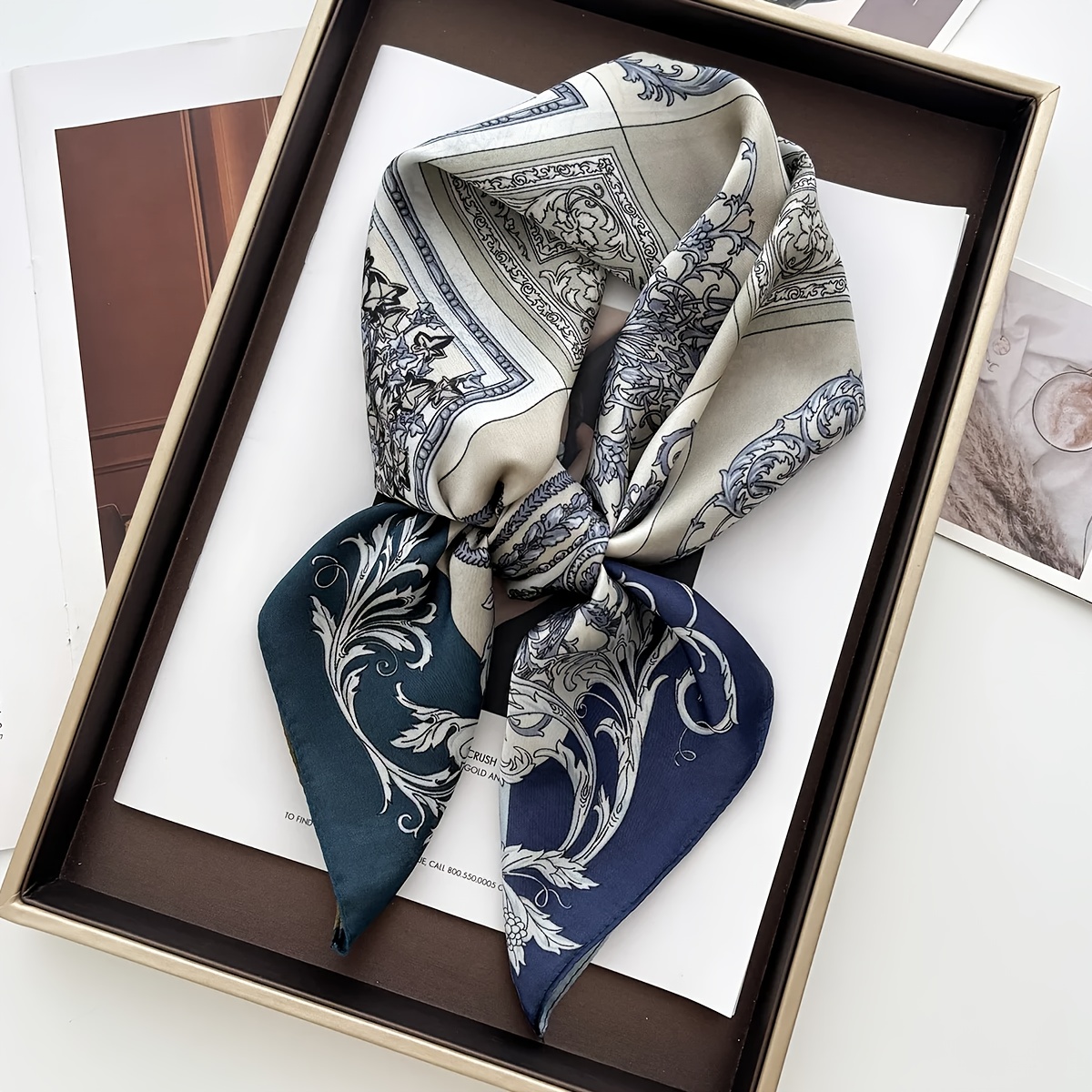 TEMU Sciarpa Quadrata Vintage Unisex Boh矇mien Paisley - Fibra di Poliestere con Superficie Liscia, Perfetta per Abiti o Accessori di Moda Quotidiani