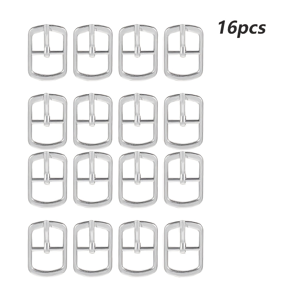 TEMU 16pcs Metal Single-prong Buckles, Adjustable Sliding Clasps, Multifunctional Roller Fasteners, For Leather Crafts, Hardware Making Shoe Bags,