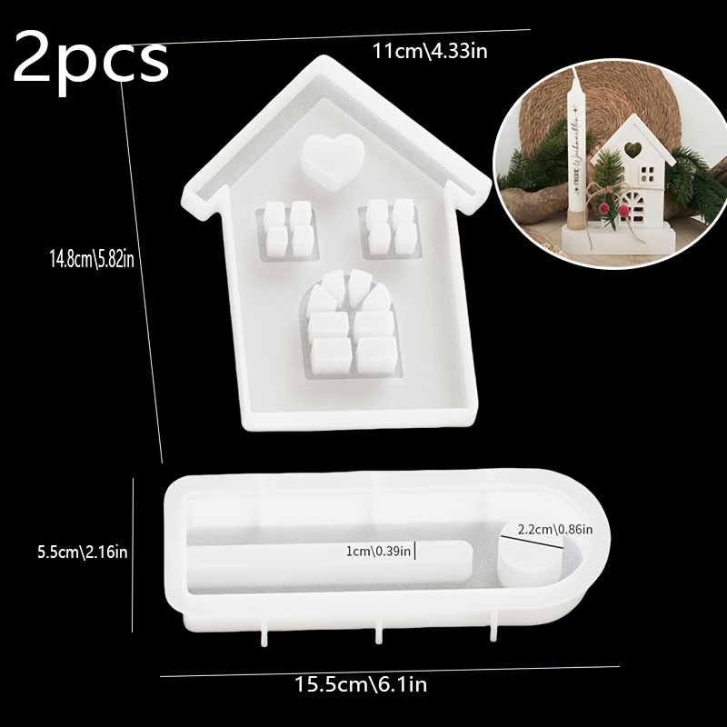 E-shop 2 Stück Harz Silikonformen - Weihnachts Candle Holder Silikonformen im Home-Stil, Zement Candle Holder Formen, Harz Betonformen für
