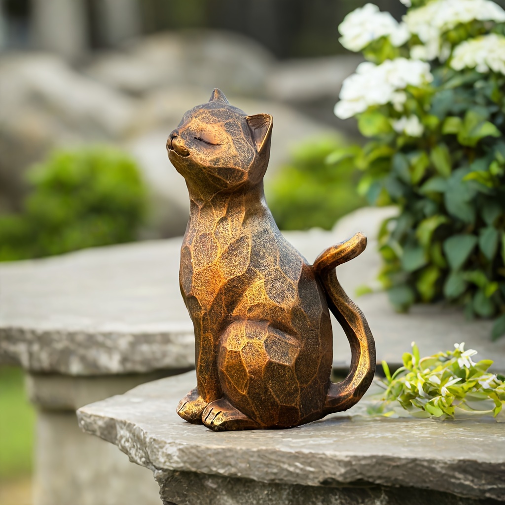 Brass top Meditating Cat Sculpture, Brass Cat Statue, Animal Figure, Cat Lover, Cat Ornament, Housewarming, Brass Decor, Bronze Sculpture