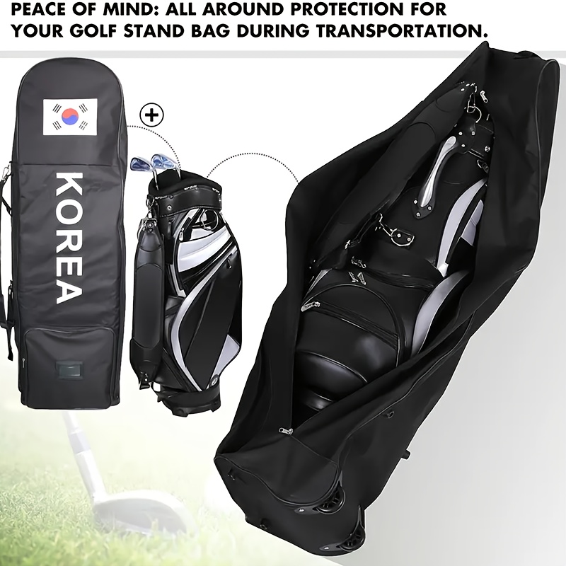 1pc korean flag pattern golf travel bag with wheels detachable shoulder straps foldable golf club travel cover golf aviation bag details 2