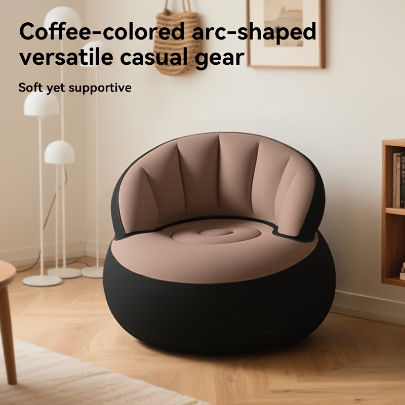 [Quick-Inflate Inflatable Sofa] Portable Quick-Inflate Foldable Inflatable Sofa with Backrest | 1pc PVC Flocked Surface Lazy Couch for Living Room Game Bedroom Balcony Reading, Compressed Sofa Bed, Air Sofa, Boneless Couch In A Box, Multipurpose Minimalist Lightweight Durable Inflatable Furniture