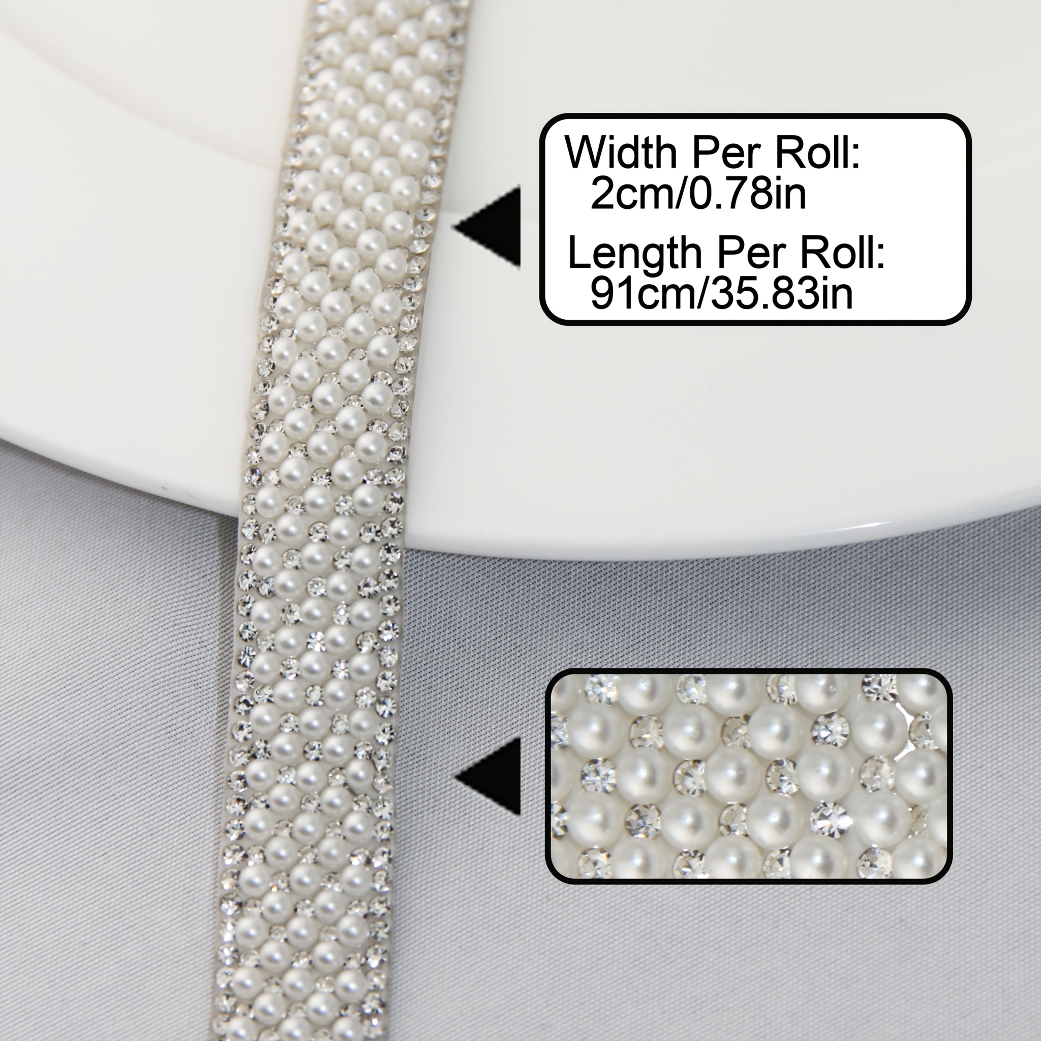 TEMU 1 rollo de cinta de perlas y diamantes de autoadhesiva para decoración, vestidos de novia, zapatos, bolsos, ropa y fiestas