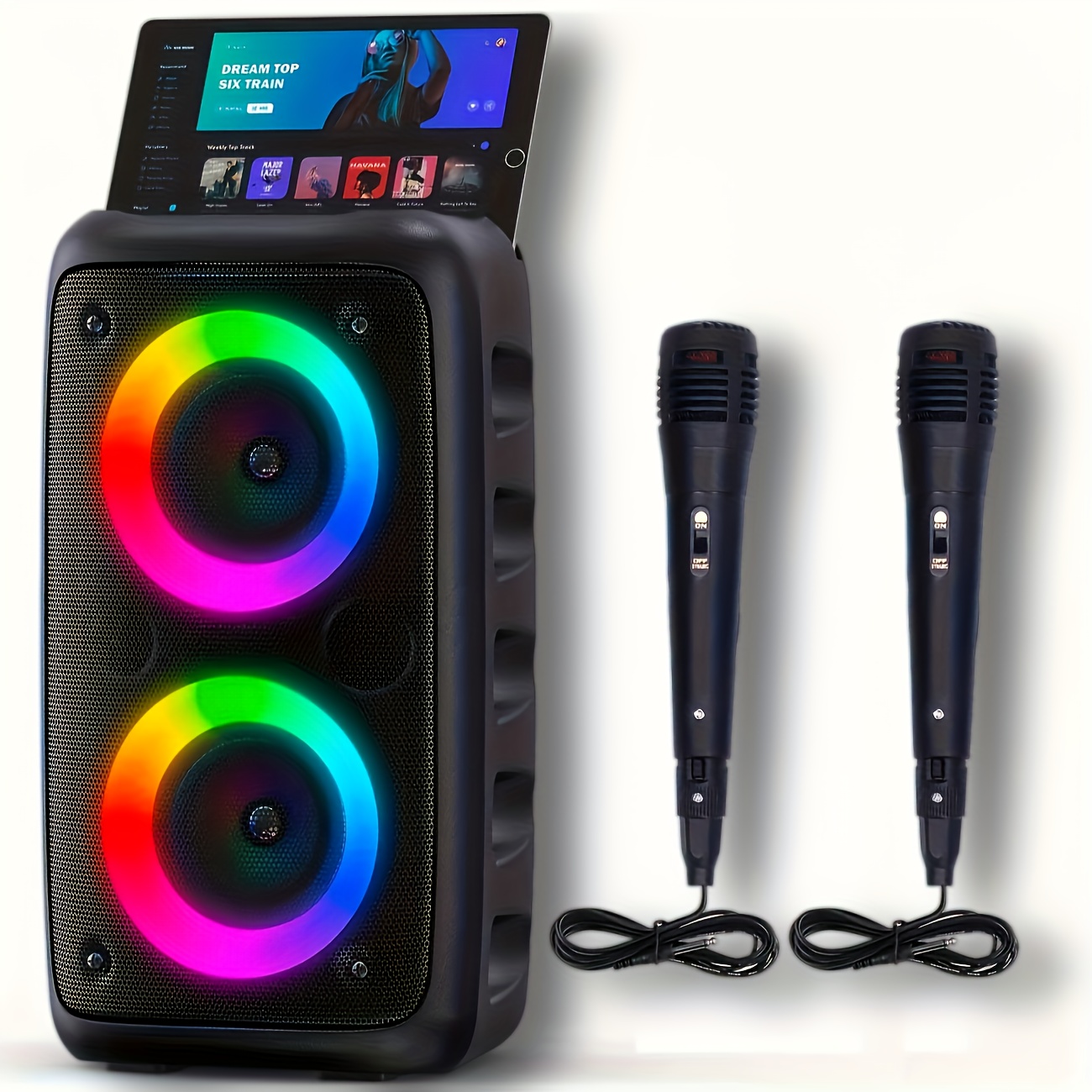 wireless speaker with microphone large speaker stereo speaker subwoofer outdoor wireless speaker party disco lights twstf aux mic