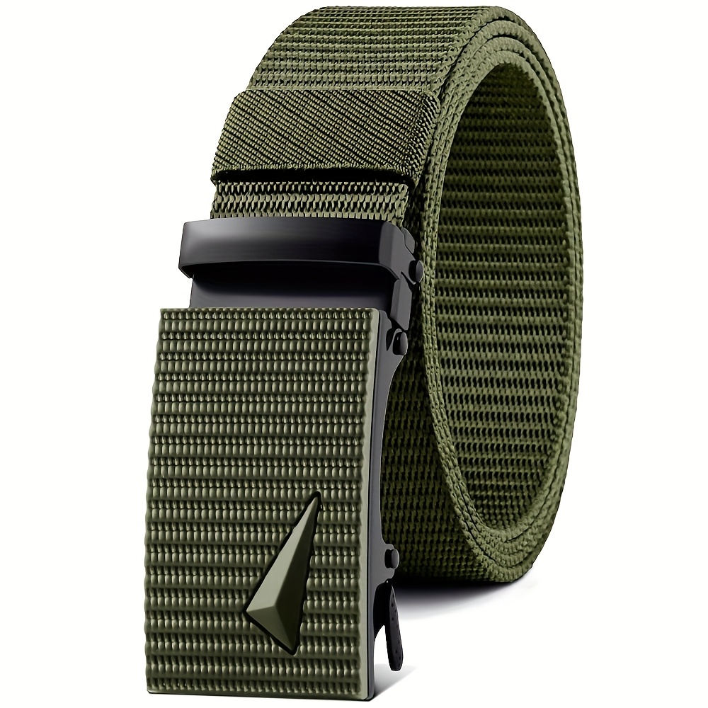 2 Pack Men'S Casual Style Belts Set Nylon Canvas Strap Square Buckle