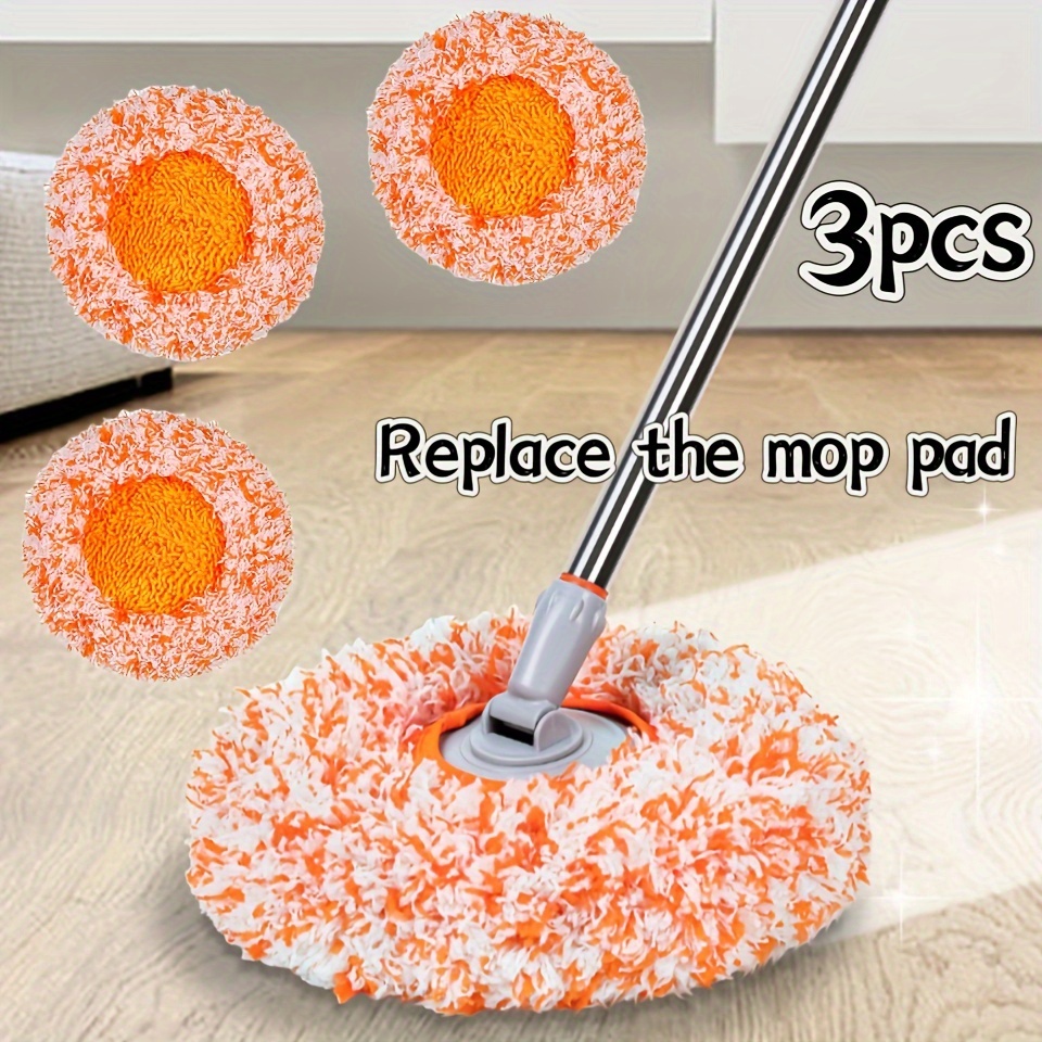 

3pcs Microfiber Spin Mop Replacement Pads, Sunflower Design, Wet And Dry Floor Cleaning Mop Heads, Detachable Washable Mop Cloths For Home Cleaning Tools And Supplies