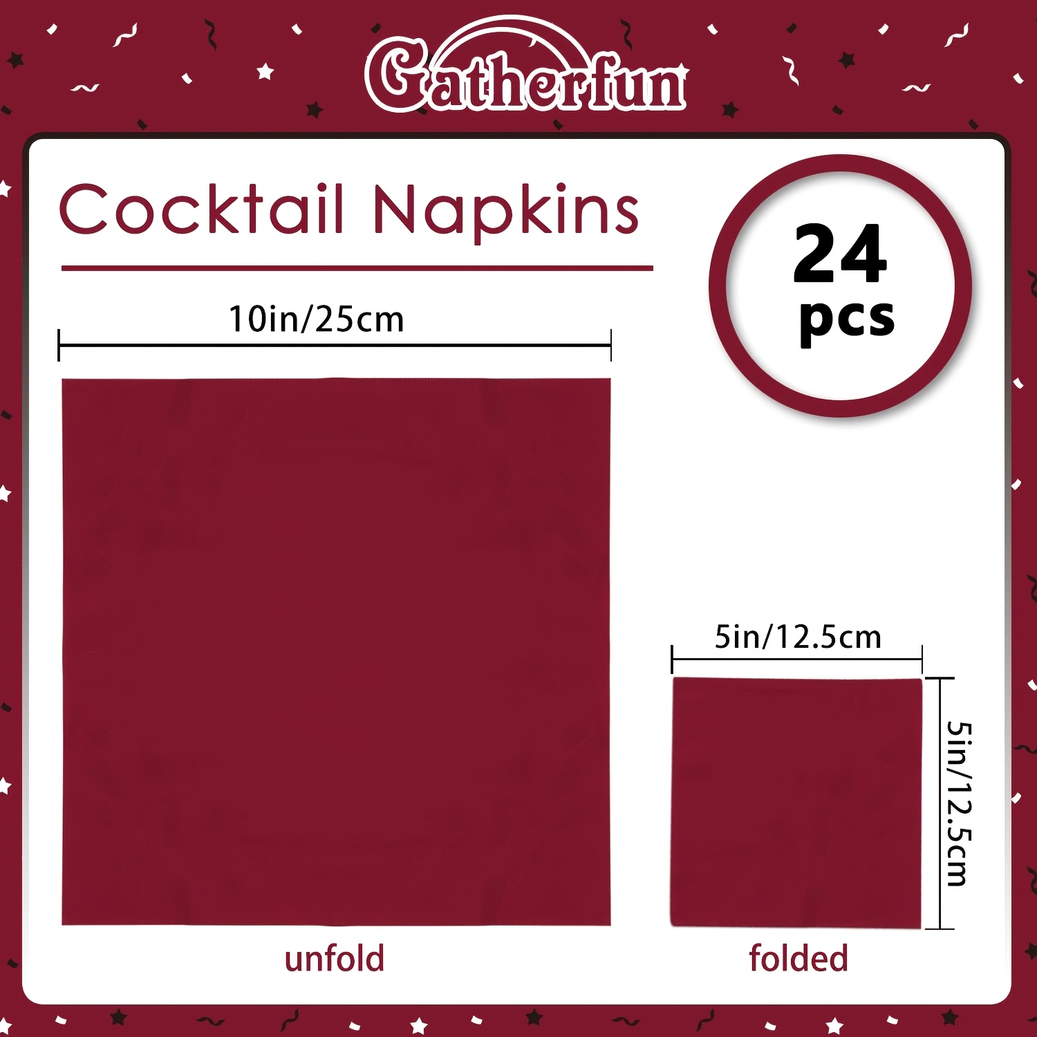 TEMU Lot de 24 serviettes bordeaux adaptées pour , anniversaires, fêtes de remise de diplômes - Serviettes de table jetables rouge foncé 10x10 pouces