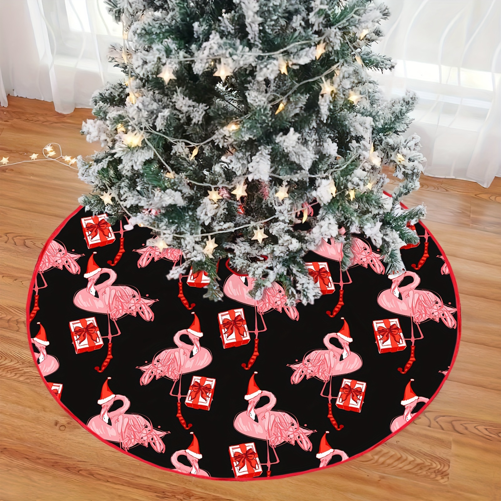 

Flamingo Tree Skirt - Farmhouse Holiday Decoration, And Reusable Polyester For Living Room Or Party Decor