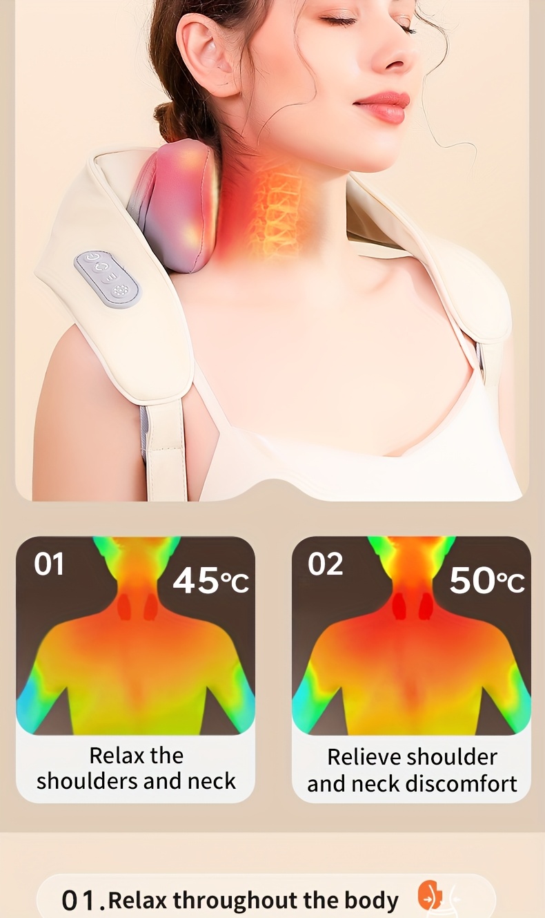Neck Massager Back Waist Shoulder Neck Cervical Massage Automatic Kneading Device Trapezius Muscle Massager