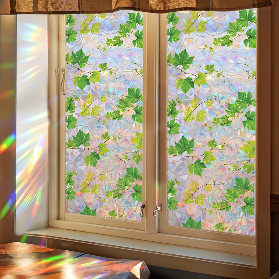 1pc Maple Leaf Pattern Privacy Window Film - Static Cling Glass Decal For Decor