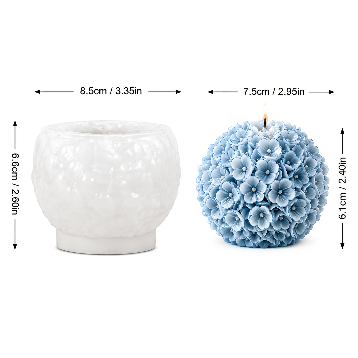 TEMU CIBATU Lichtblauwe Hortensia Bolvorm - 3D Mollige Bloemen Siliconen Mal Geschikt voor , Zeepmaken, Trouwdecoraties, Kerstversiering | Makkelijk
