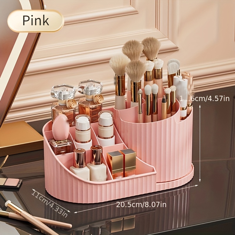 360° rotating makeup organizer and desk caddy – durable plastic storage for brushes, lipsticks, skincare products, stationery – space-saving,   design with elegant   Product details 2