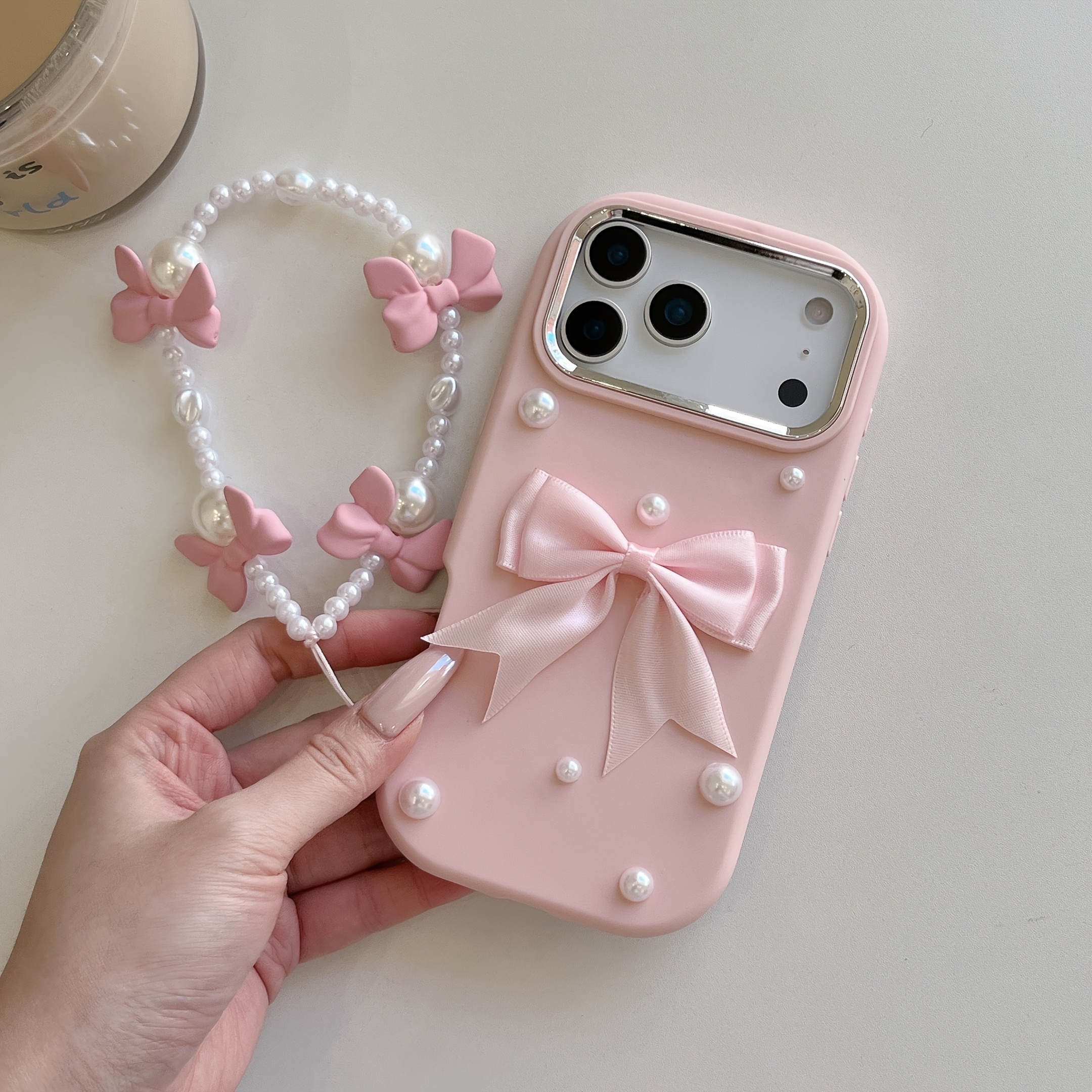 E-shop Handyhülle: Süße handgefertigte Perlen-Schleifen-Handyhülle für Mädchen mit Schleifen-Armband, passend für iPhone 11 12 13 17 Pro Max