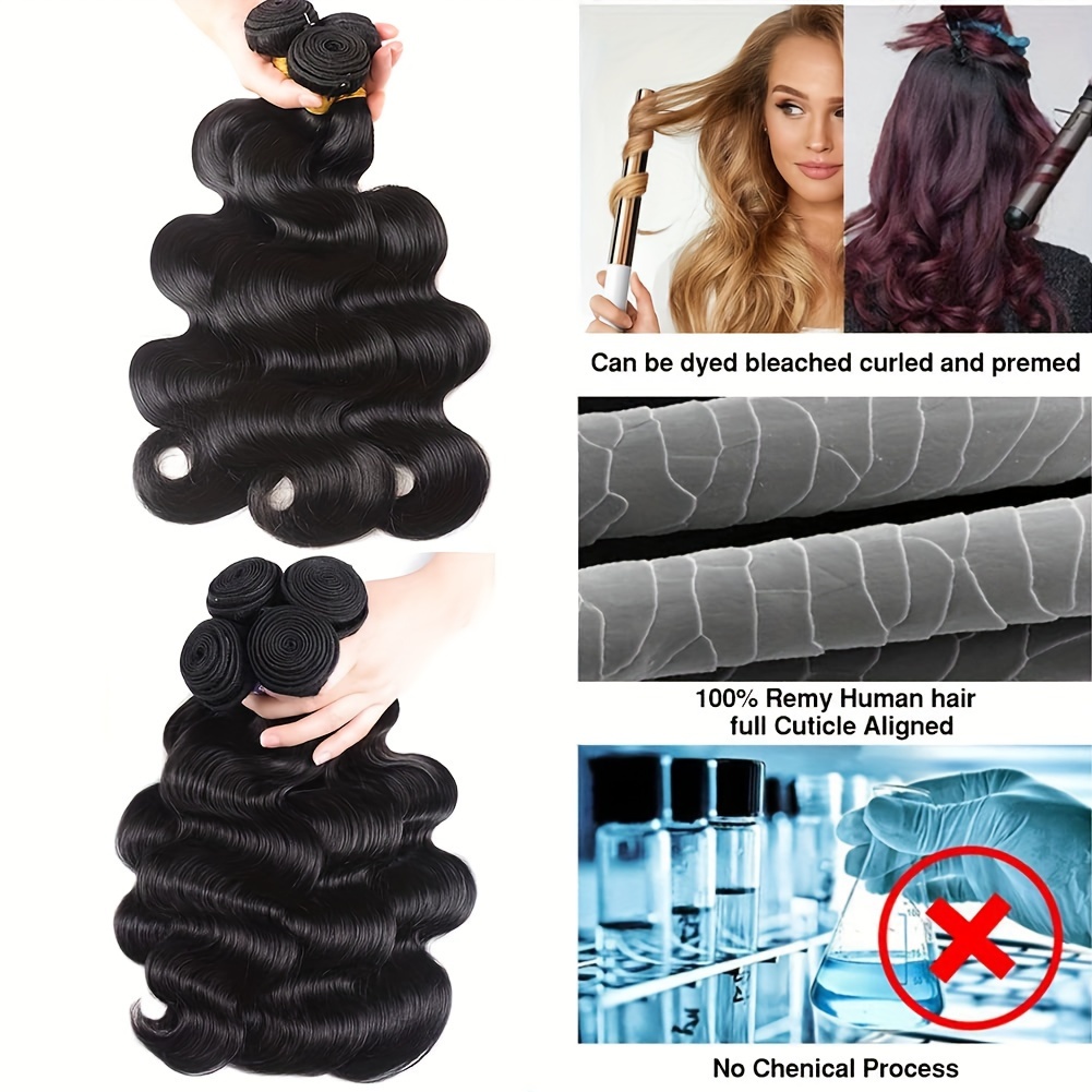 12a Human Hair Bundles Body Wave 3/4 Bundles Human Hair 100% - Temu