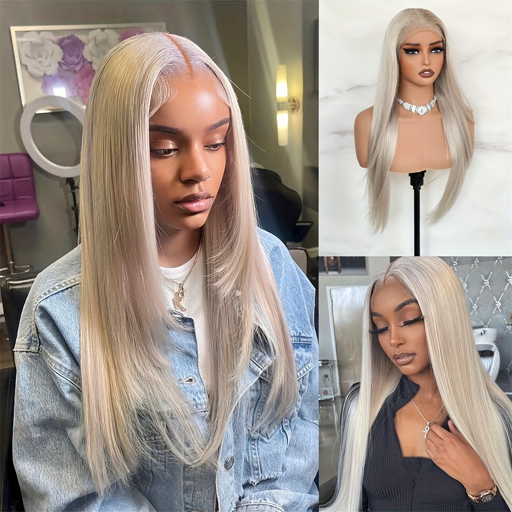 platinum ash blonde body wave human hair wig - 13x4 hd lace 