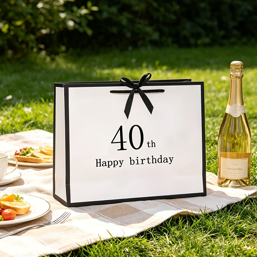 Image of 1pc 40th Birthday Gift Bag - Wide Bottom Foldable Reusable Stable /father's Day/birthday/christmas/valentine's Day Universal - Elegant Gift Bag Companion