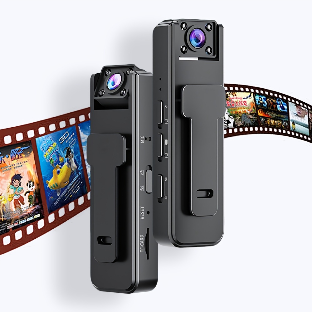 TEMU 2pcs Compact 1080p Wearable Body Camera With Night Vision - 32gb Tf Card Included, Loop Recording & Motion Stabilization For Security, Pets,