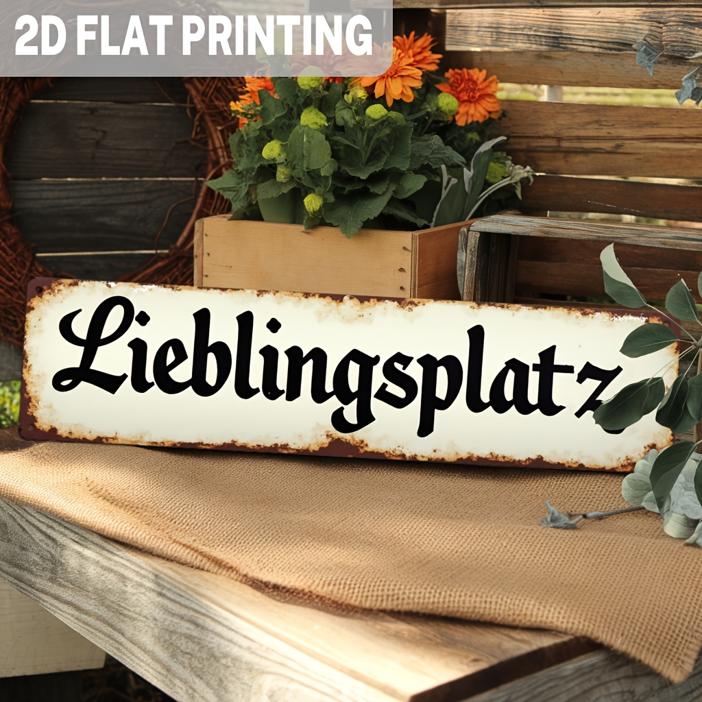 Image of 2d Flat, Single Piece, German Inspirational Metal Sign Vintage Wall Decoration For Home, Kitchen, Entrance, Rustic Decorative Sign, 3.93x15.74 Inches