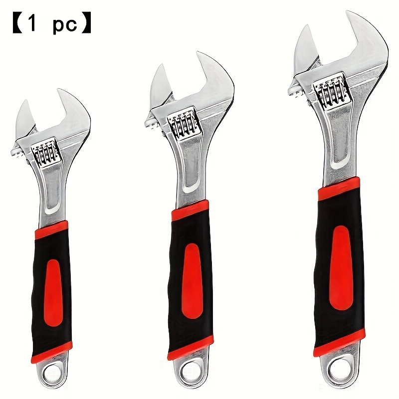 

1pc Precision Adjustable Wrench - Carbon Steel, Ergonomic Rubber-coated Grip, Ideal For Auto, Plumbing & Household Repairs