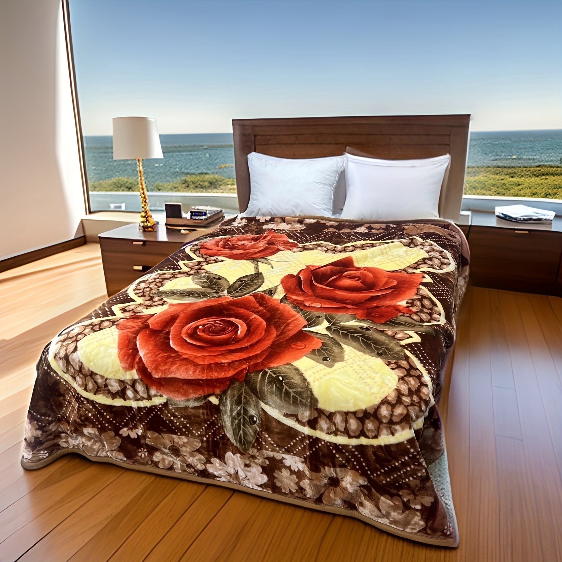 new super soft 2ply 2side mink style brown color embossed queen size blanket warm and heavy   season no fading no shrink washing washable size 75x87inch weight 6 5lbs details 7